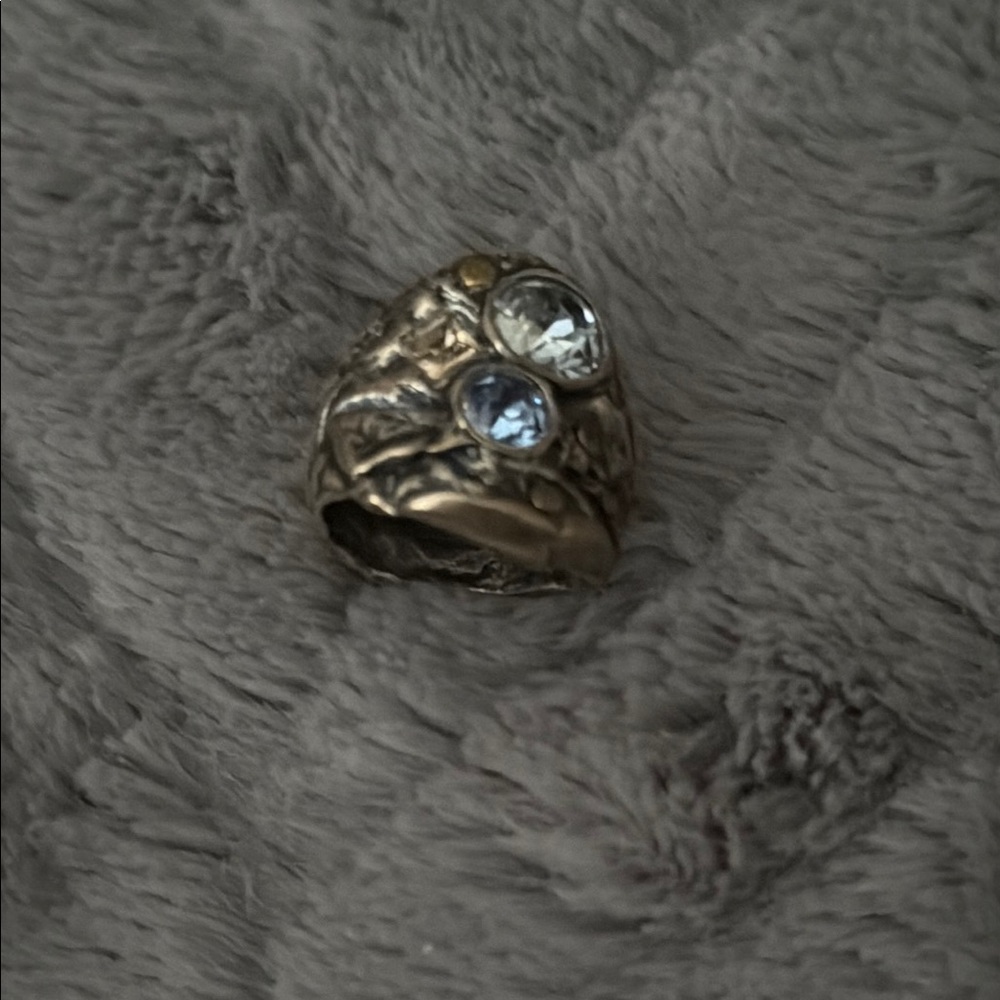 Waxing Poetic Gold Ring with Blue and Clear Stones